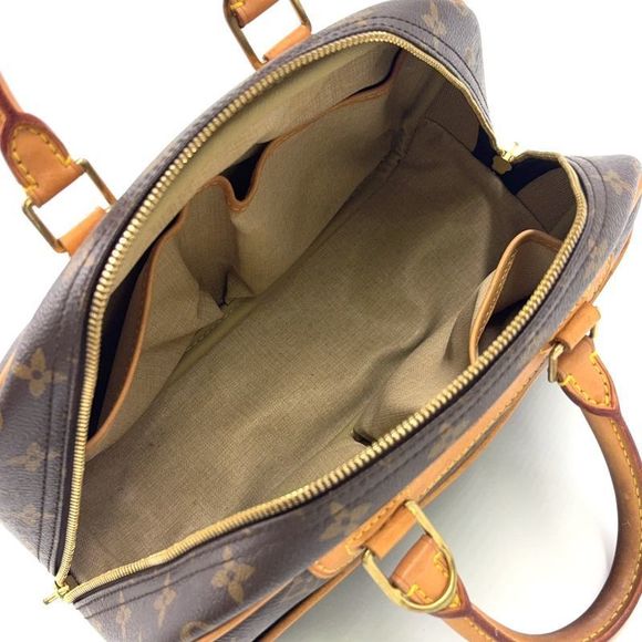Louis Vuitton Trouville Monogram Leather × PVC Brown Handbag Gold M42228 - Picture 3 of 15